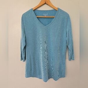Seg'ments Shirt Women Large Blue V-Neck Quarter Sleeve Outdoor Active Modal